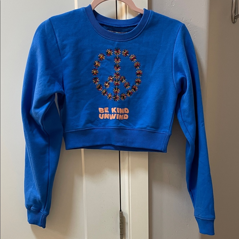 Urban Outfitters Blue Peace Sign Crop Top